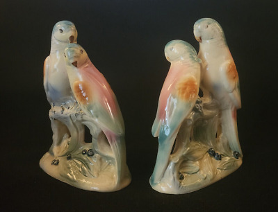 Lot of 2 Vintage Spaulding Royal Copley China Parakeets Bird Figurines