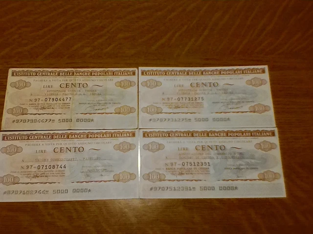Miniassegni Ist. Cen. Banche Popolari Italiane - Lotto Ml1556 (N. 4 Emissioni)
