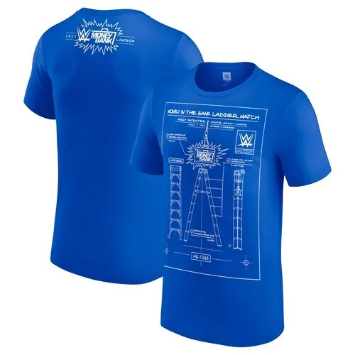 WWE Money In The Bank 2023 Blueprint T-Shirt - Blue - Mens