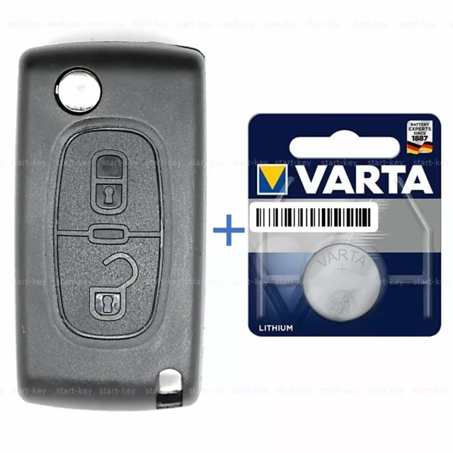 Auto Klapp Schlüssel 2 Tasten Gehäuse Batterie VA2 für Peugeot Partner Tepee