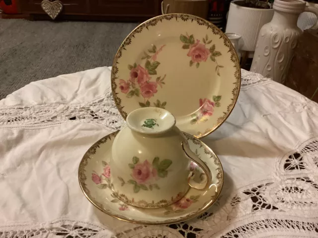 Vintage SALISBURY trio Cup Saucer Plate Bone China ENGLAND pink Florals