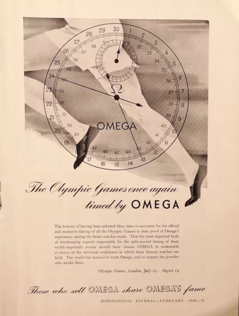 London Olympics 1948 Omega Original Watch Advert