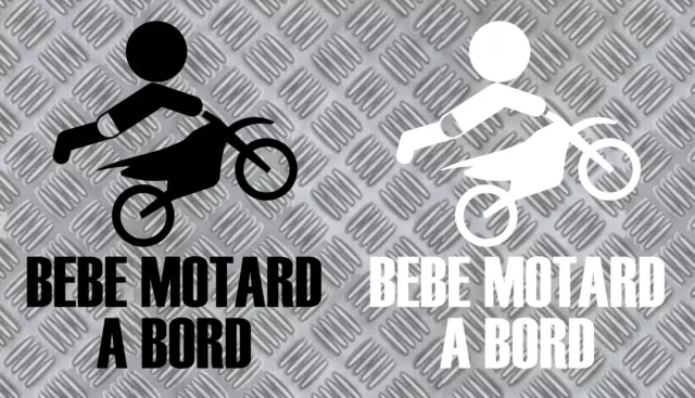 BEBE MOTARD A BORD 15cmX12cm AUTOCOLLANT STICKER (BA179)