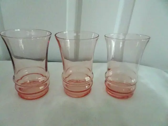 Set of 3 Macbeth-Evans  Juice Tumblers Glasses Pink Depression Glass