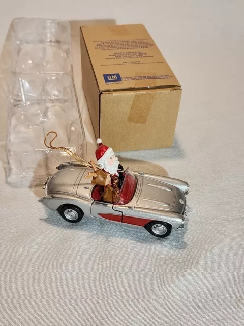 Avon sporty santa ornament with corvette, new in box