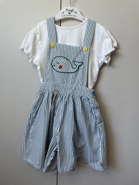 Frugi Age 5 Years Bib Short Dungarees & Jojo Maman White T-shirt Outfit Age 5 Yr