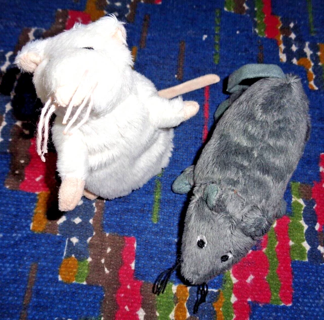 Up/ Lot De 2 Doudou Peluche Rat Mini Ikea Blanc Gris Kom Neuf