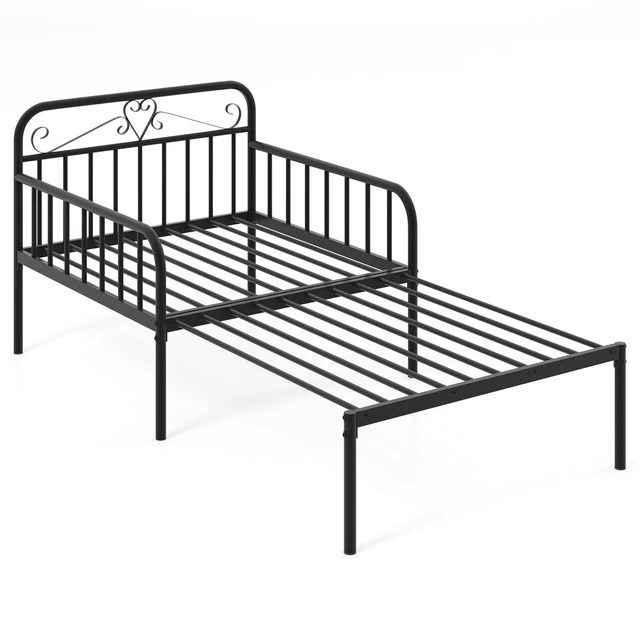 SINGLE BED FRAME 3FT Extendable Metal Daybed Guest Sofa Bed Black £79. ...
