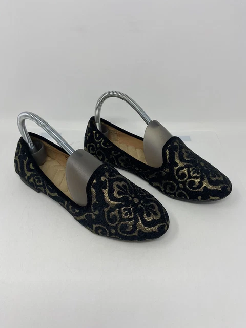 CUSHION WALK BY AVON Black & Gold Loafers Slip On Casual Shoes Size: 7