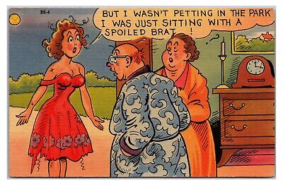 VTG 1940s- Pin Up Lady Cartoon Postcard (UnPosted) *Risqué Humor Cartoon*