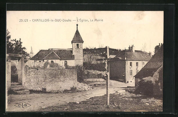 CPA Chatillon-le-Duc-Doubs, L´Eglise, La Mairie