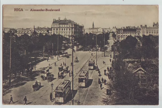 Riga  Alexanderboulevard Straßenbahn  1918  Lettland   Vidzeme