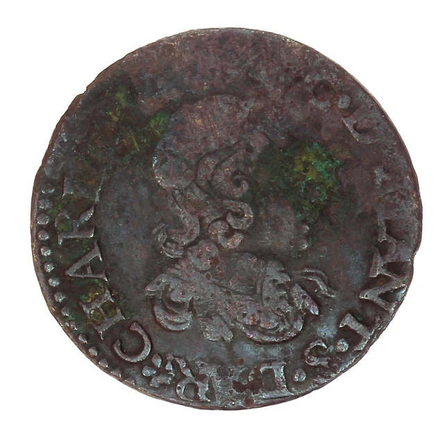 Monnaie Féodale Française – Double Tournois – Charles II De Gonzague – Ardennes 1638-1642 – Cuivre (1,75g / 18,8 Mm)
