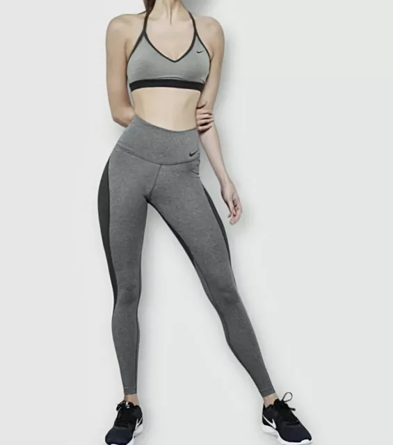 Nike POWER Sculpt Studio Leggings Gym Yoga Pilates pocket charcoal grey XS 2