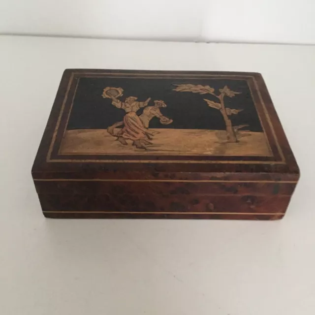 Early 20th Sorrento Ware Italy Marquetry Inlaid Wood Carved Box 2