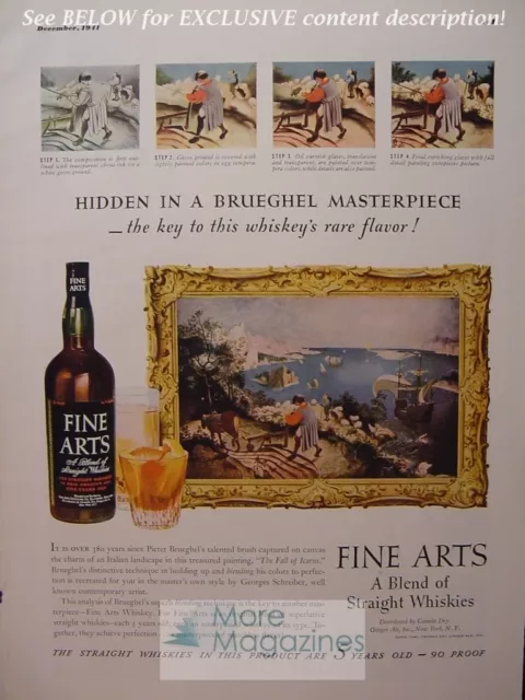 RARE Esquire Advertisement AD 1941 FINE ARTS, a blend of straight whiskies! WWII