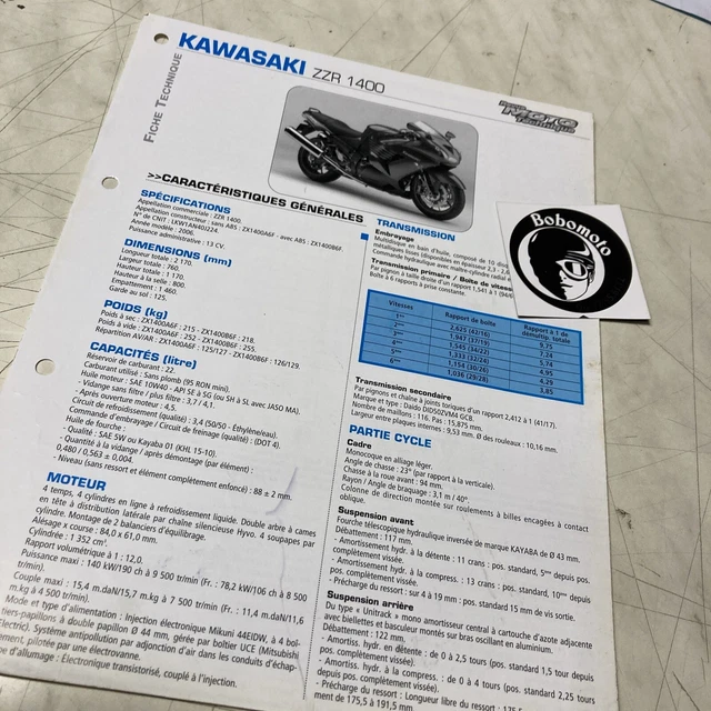 Kawasaki ZZR1400 2006 1400 ZZR Scheda Tecnica Motocicletta Prop Con E Senza ABS