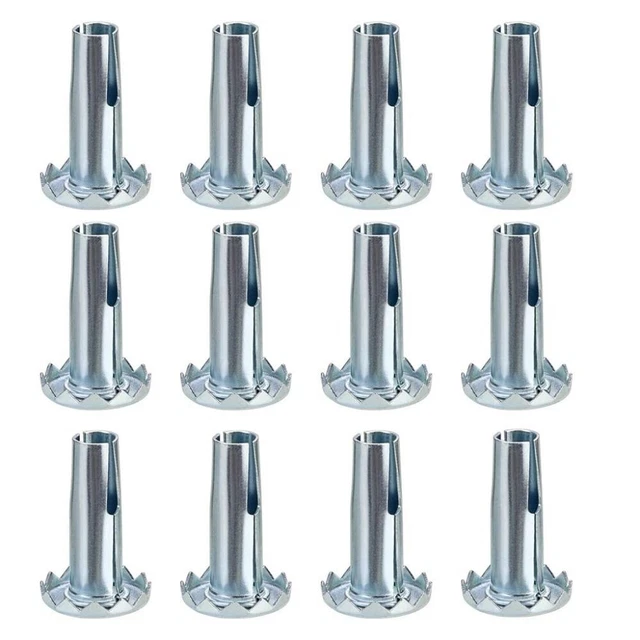 12 Pcs Silver Metal Caster Stem Sleeve Wheel Socket Furniture Insert  Chair Legs