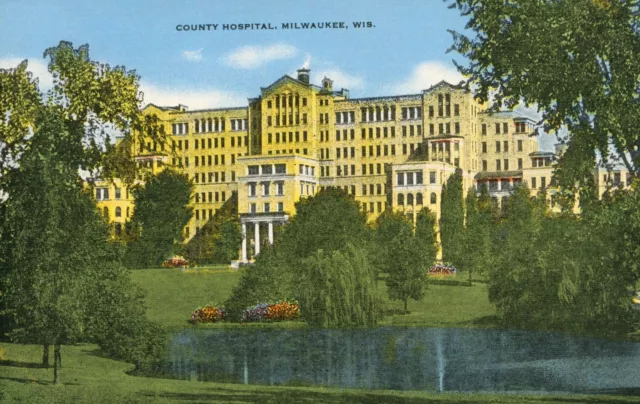 Vintage Linen Postcard County Hospital Milwaukee WI Unposted