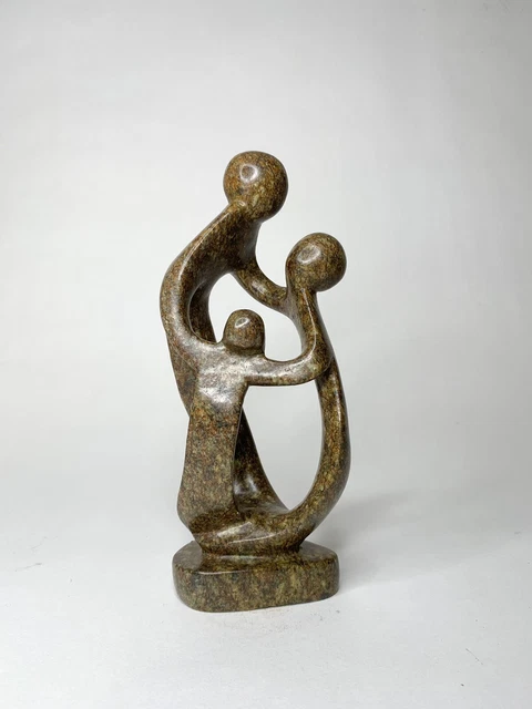 Zimbabwe Shona Serpentine Stone Family Sculpture Africa African Art Abstract