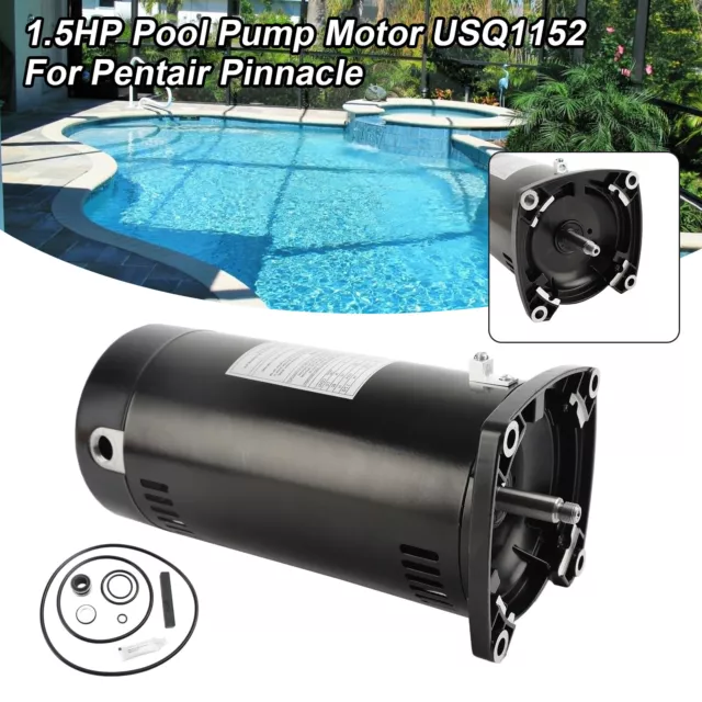 USQ1152 1.5HP Square Flange Pool Pump Motor and Seal Kit For Pentair Pinnacle`