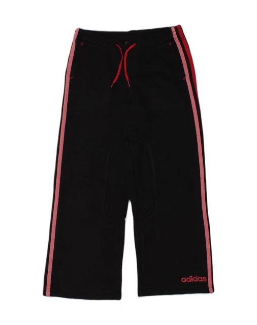 ADIDAS Girls Tracksuit Trousers  7-8 Years  Black Cotton AM57