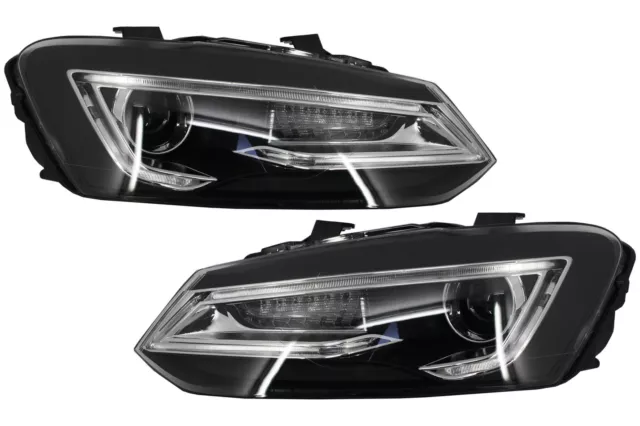 Phares pour VW Polo 6R 11-17 Light Bar lumière LED claire Devil Eye Look