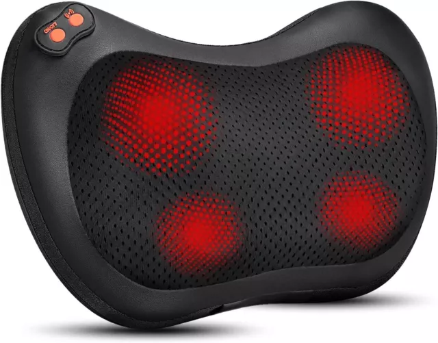 Shiatsu Massage Pillow with Heat, Deep Tissue Kneading for Back, Neck Massage