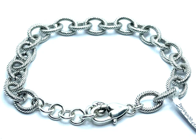 BRIGHTON Pebbled Look Linked Chain Add Clip On Charms Adjustable Bracelet 8" NWT