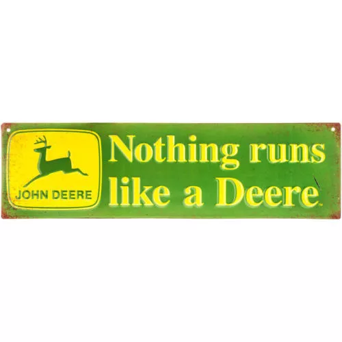 John Deere Metal Sign Advertising Nothing Runs Like a Deere Farm Tractor Barn