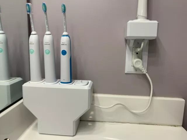 Electric Toothbrush Holder, Oral B, Sonicare, 4x, USB, Countertop, Wall Mount