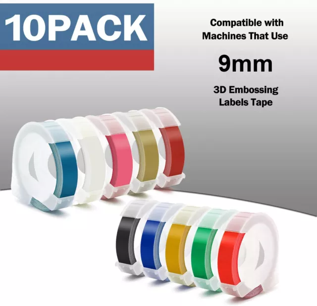 Dymo 3D 9mm Embossing Tape Compatible for Dymo Omega Junior Embossers Label Tape