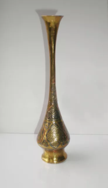 Alte Antike Arabische Mamluk Vase aus Messing eingelegt mit Silber und Kupfer /m