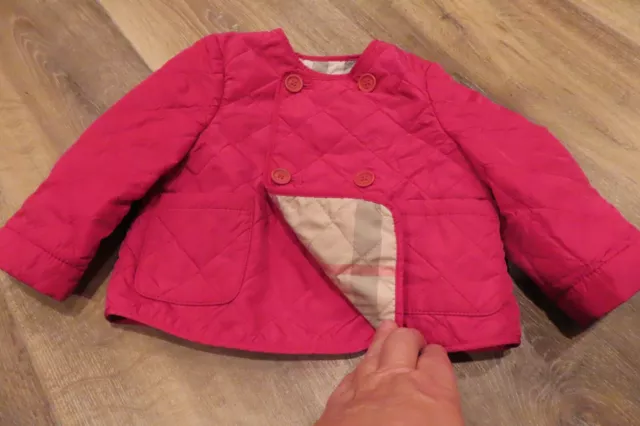 Burberry toddler fuschia pink quilted nova plaid jacket 9m