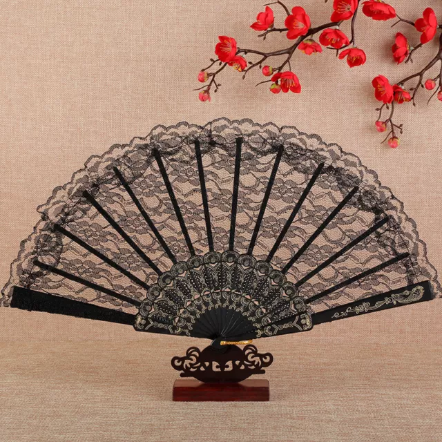 Spanish Floral Folding Hand Fan Retro Handheld Foldable Fan for Wedding Party UK