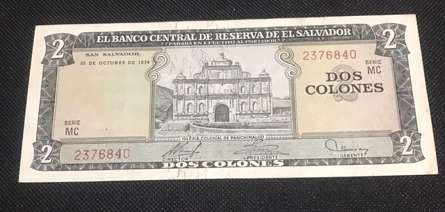 el salvador 2 colones 1974