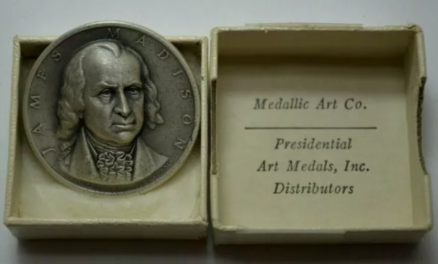 1962 James Madison 4th President of US Medal Medallic Art Co 999 Silver Round