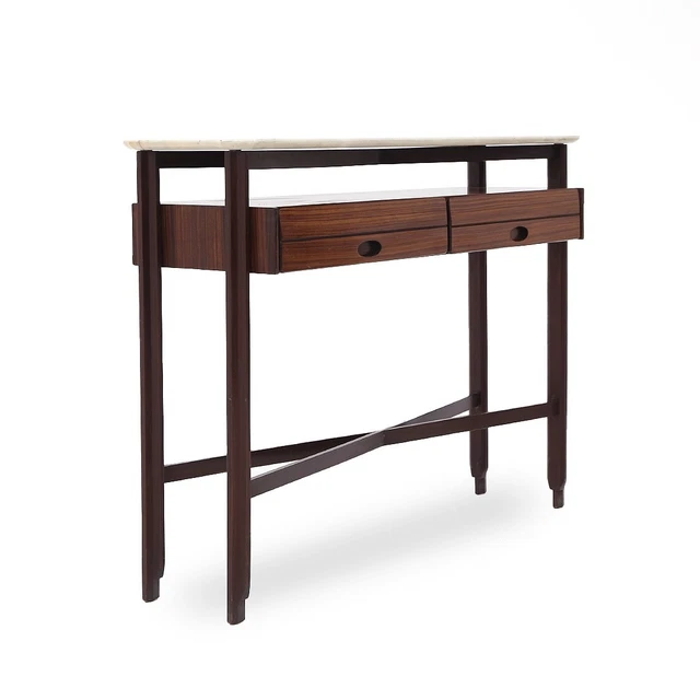 Consolle con cassetti e piano in marmo, anni ’60, console, mid-century modern