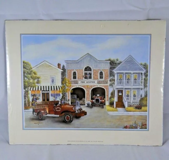 Kay Lamb Shannon Fire Station Print 2002 SCAFA Art Litho in USA Truck Washington