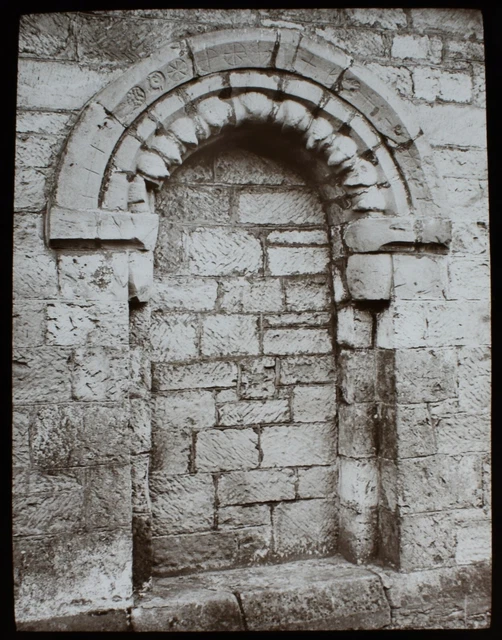 ANTIQUE Magic Lantern Slide AMPLEFORTH CHURCH NORTH DOOR C1910 PHOTO YORKSHIRE