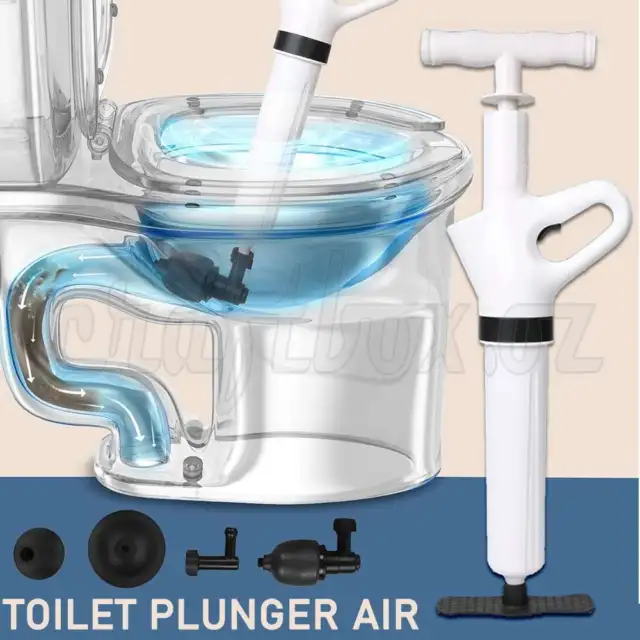 Toilet Plunger Air High Pressure Drain Blaster Compressed Pump Sink Pipe Cleaner