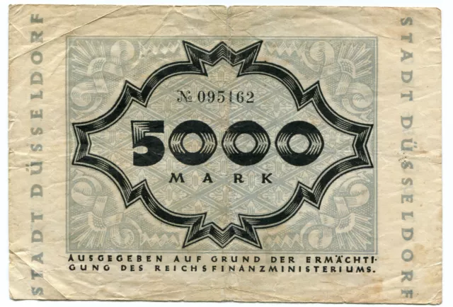 REICHSBANKNOTE-Gutschein-INFLATION-1923-5000Mark-Düsseldorf-NOTGELD-Kriegsgeld