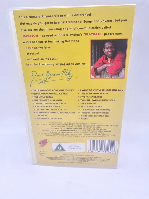 MAKATON NURSERY RHYMES With Dave Benson Phillips Vhs Tape Ultra Rare makaton-nursery-rhymes-with-dave-benson-phillips-vhs-tape-ultra-rare