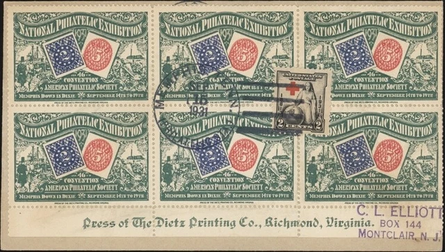 U.S 1931. Aps National Briefmarkenausstellung Abdeckung (Grün Block 6) Memphis