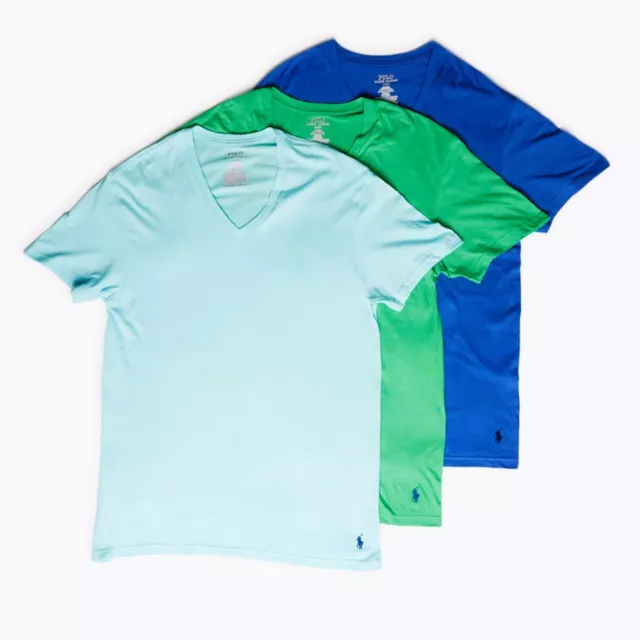 Polo Ralph Lauren Classic Fit V-Neck T Shirt 3 Pack Men's Blue Green Large