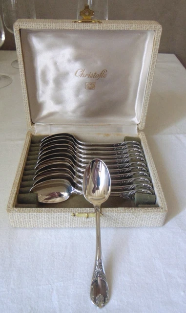 Lot de 12 cuillères à glace Christofle modèle Marly – neuves sous blister, boîte d'origine - Arts de la table