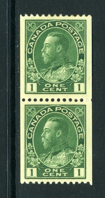 CANADA Scott 131 - LH/NH - 1¢ Dark Green King George V Admiral Coil Pair (.138)