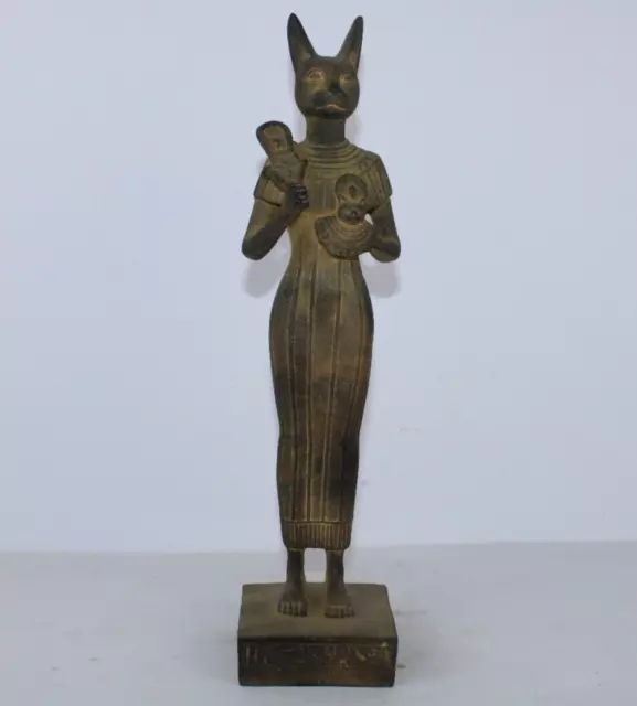 RARE ANCIENT EGYPTIAN ANTIQUE Bastet Cat Bast Pharaonic Stand Statue (A05+) 2