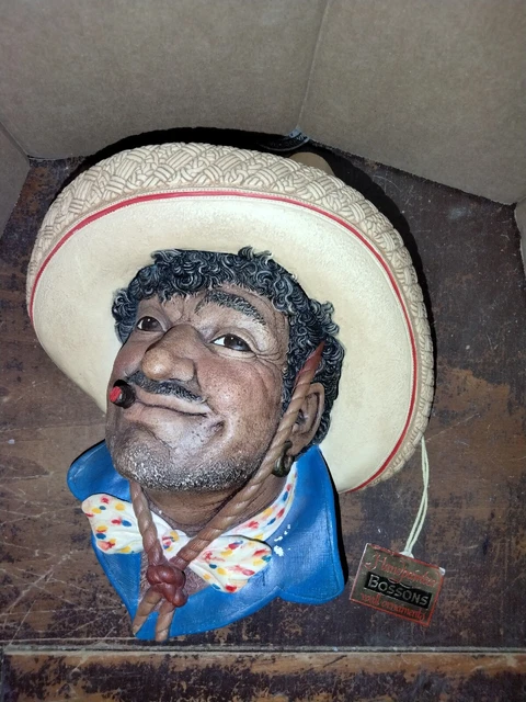 Vintage 1960 Bossons (Congleton,England) Chalkware "Pancho" #16 Head Wall Decor Vintage 1960 Bossons (Congleton,England) Chalkware "Pancho" #16 Head Wall Decor