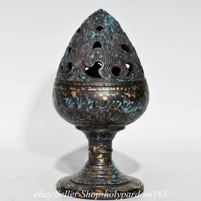 8.8" Ancient Qianlong Chinese Copper colour Porcelain boshan incense burner G